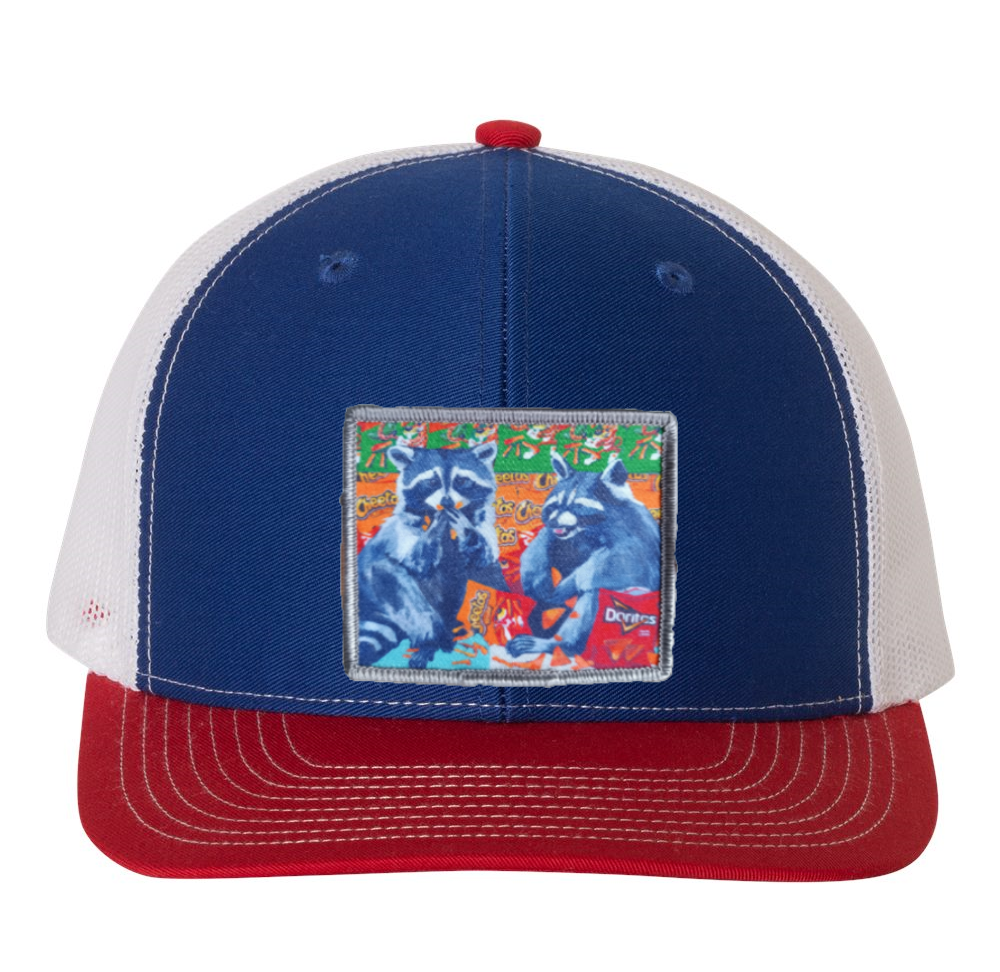 Red/White/Royal Trucker Hats Flyn Costello Junkfood Bandits
