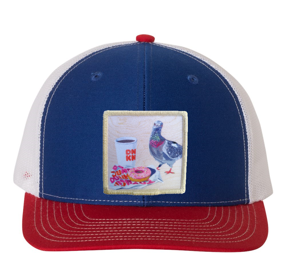 Red/White/Royal Trucker Hats Flyn Costello Pigeons Run On Donuts
