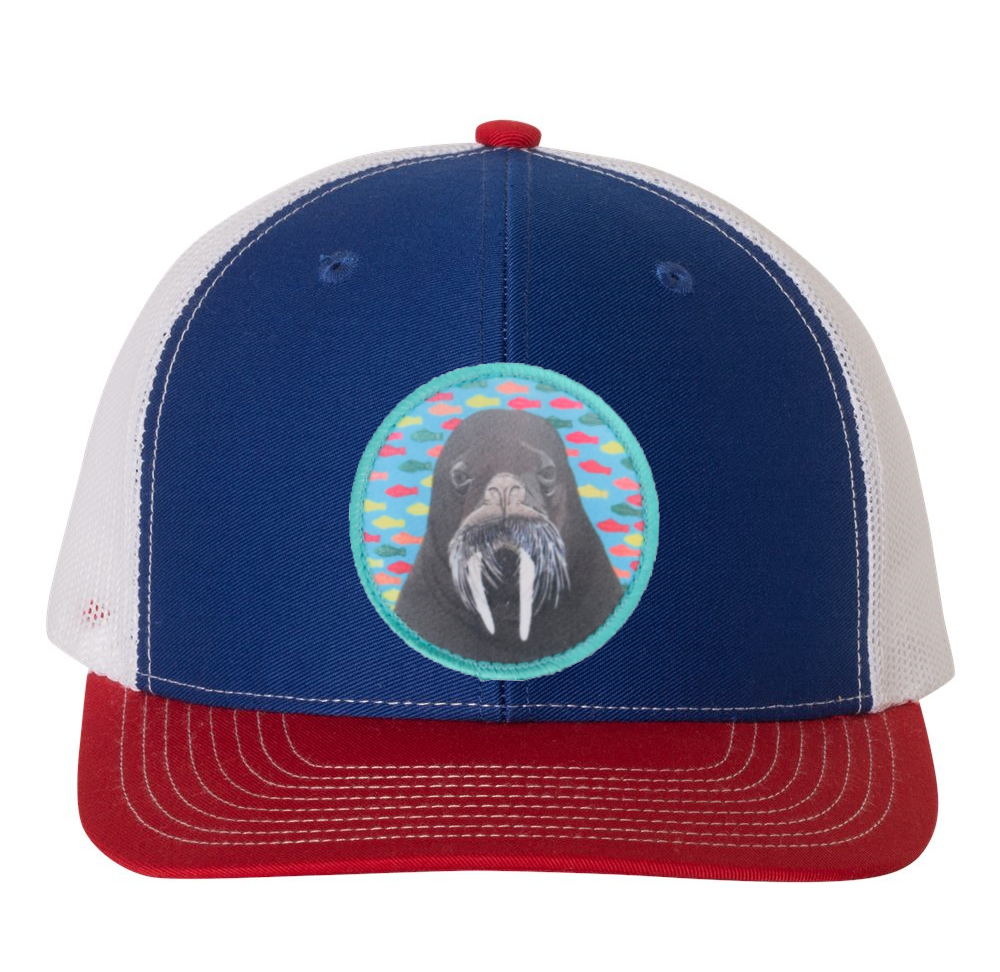 Red/White/Royal Trucker Hats Flyn Costello Walrus