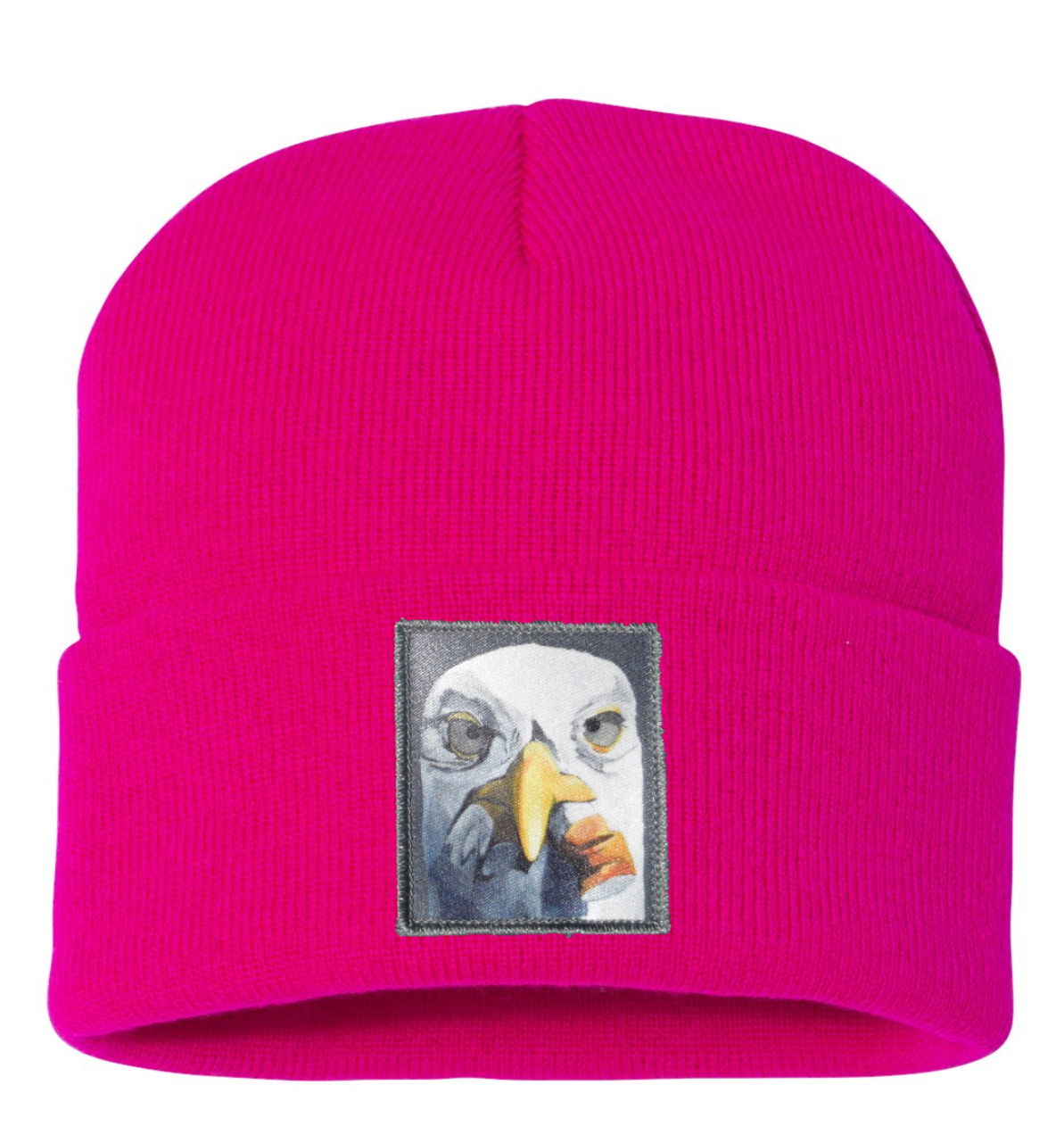 Seagull with Cig Beanie Hats Flyn Costello Neon Fuchsia