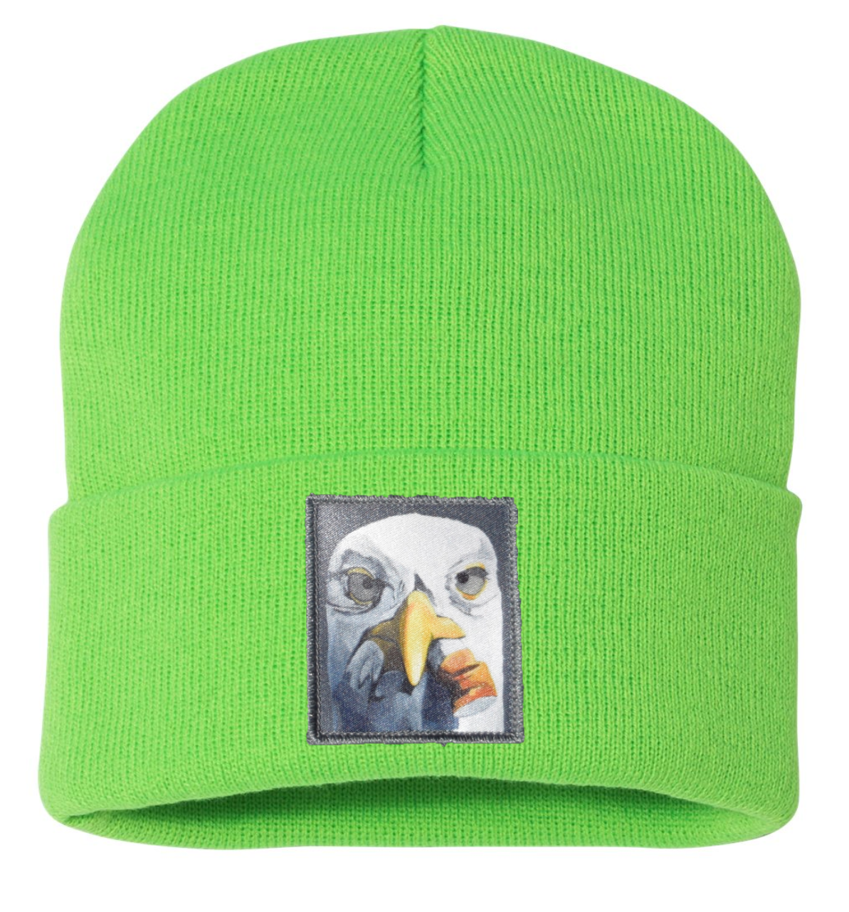 Seagull with Cig Beanie Hats Flyn Costello Neon Green