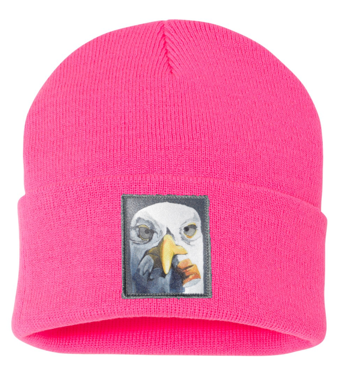 Seagull with Cig Beanie Hats Flyn Costello Neon Pink