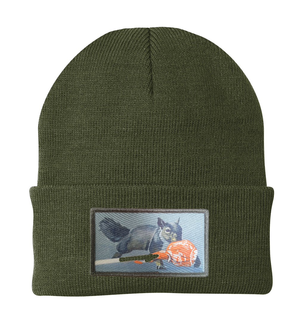 Secret Stash Squirrel Beanie Hats Flyn Costello Olive