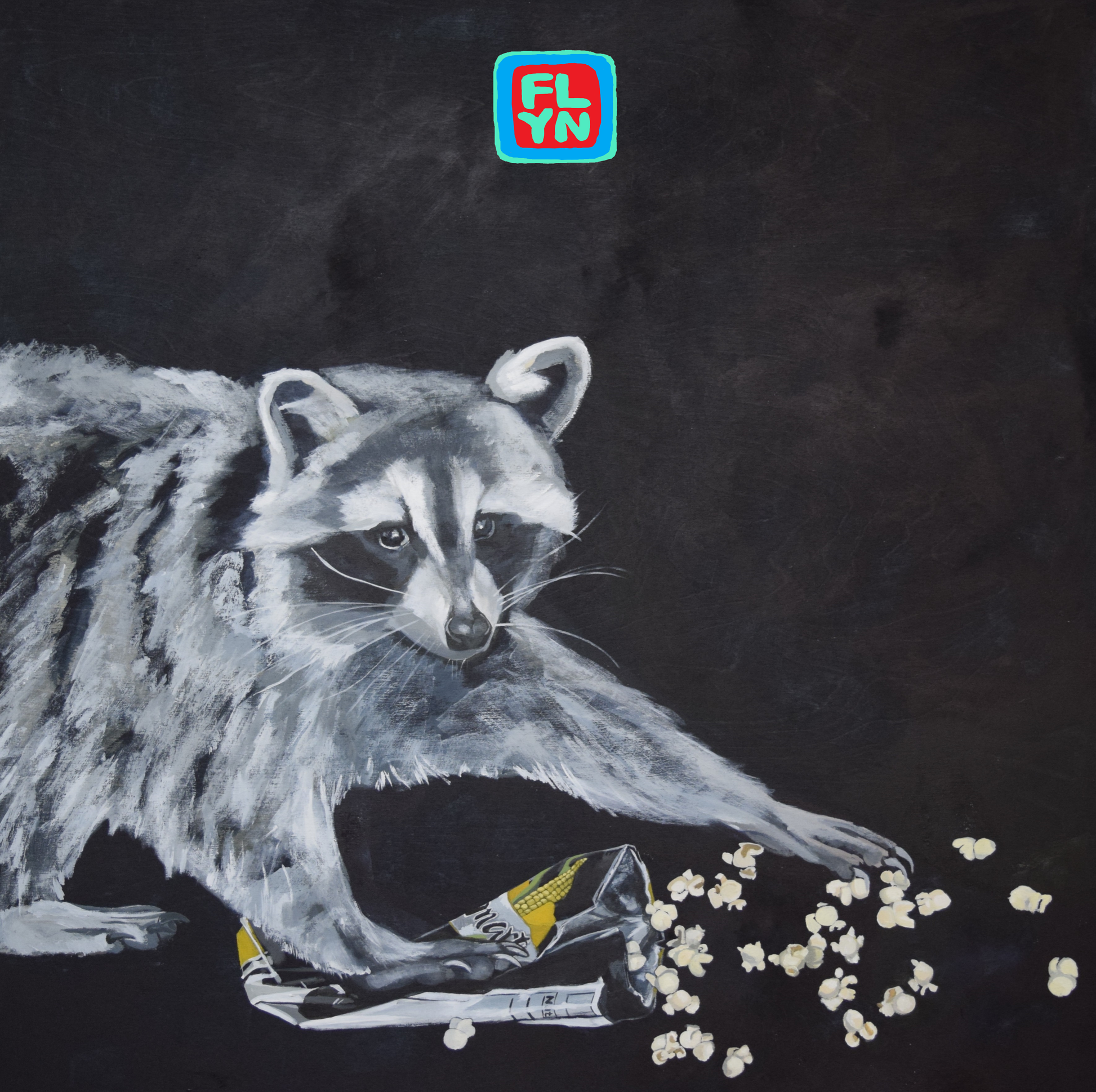 Latenight Snack Raccoon Sticker Stickers Flyn_Costello_Art 2x2 inches