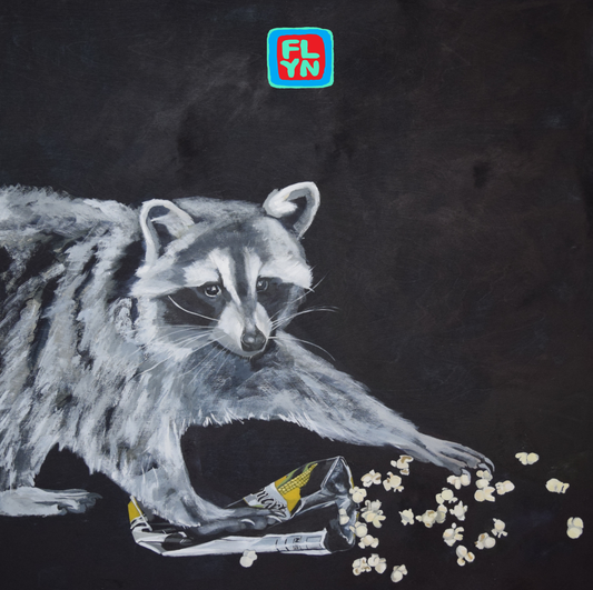 Latenight Snack Raccoon Sticker Stickers Flyn_Costello_Art 2x2 inches