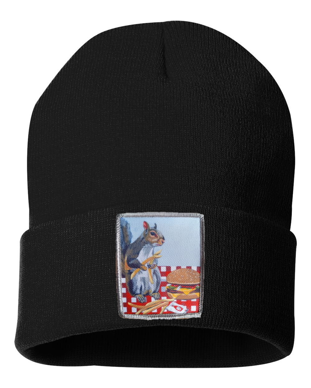 Squirrel Burger Beanie Hats Flyn_Costello_Art Black