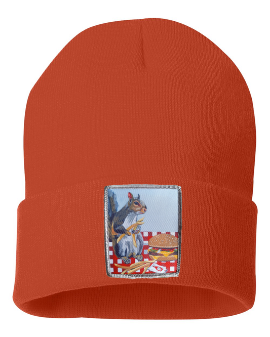 Squirrel Burger Beanie Hats Flyn_Costello_Art