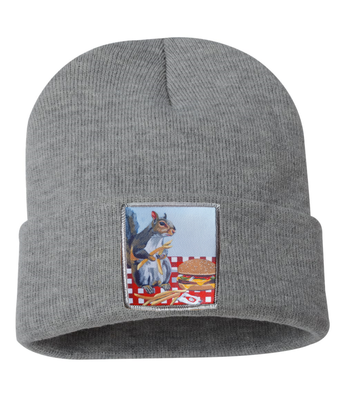 Squirrel Burger Beanie Hats Flyn_Costello_Art Grey