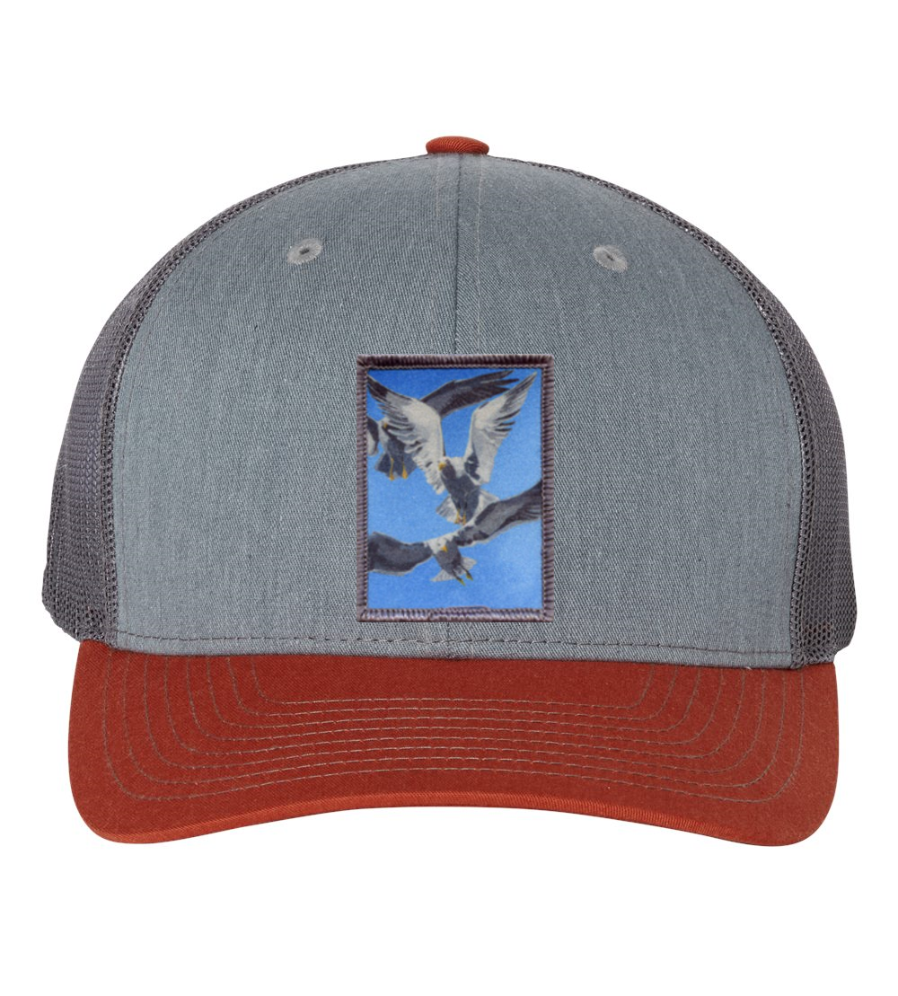 Grey/Terracotta Trucker Hats Flyn Costello Flock Of Seagulls