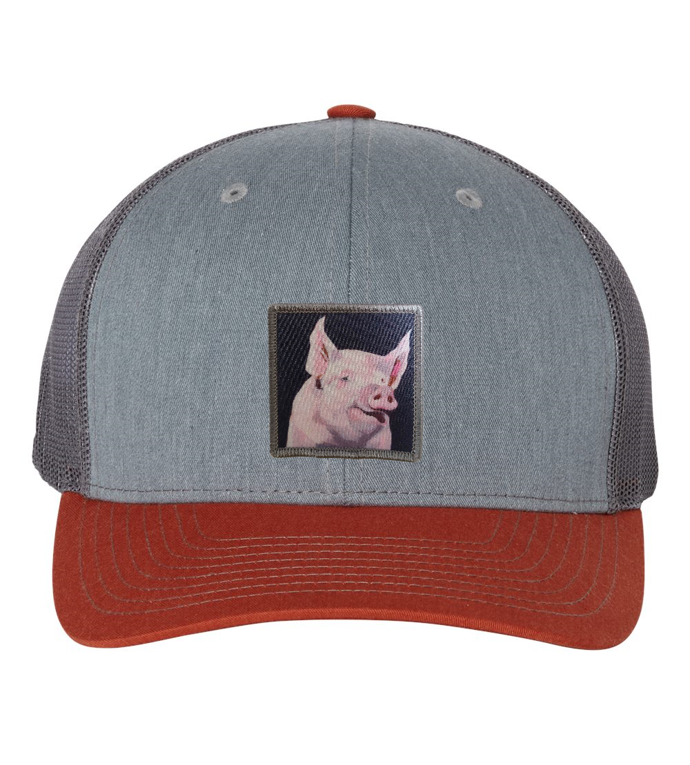 Grey/Terracotta Trucker Hats Flyn Costello Piggie