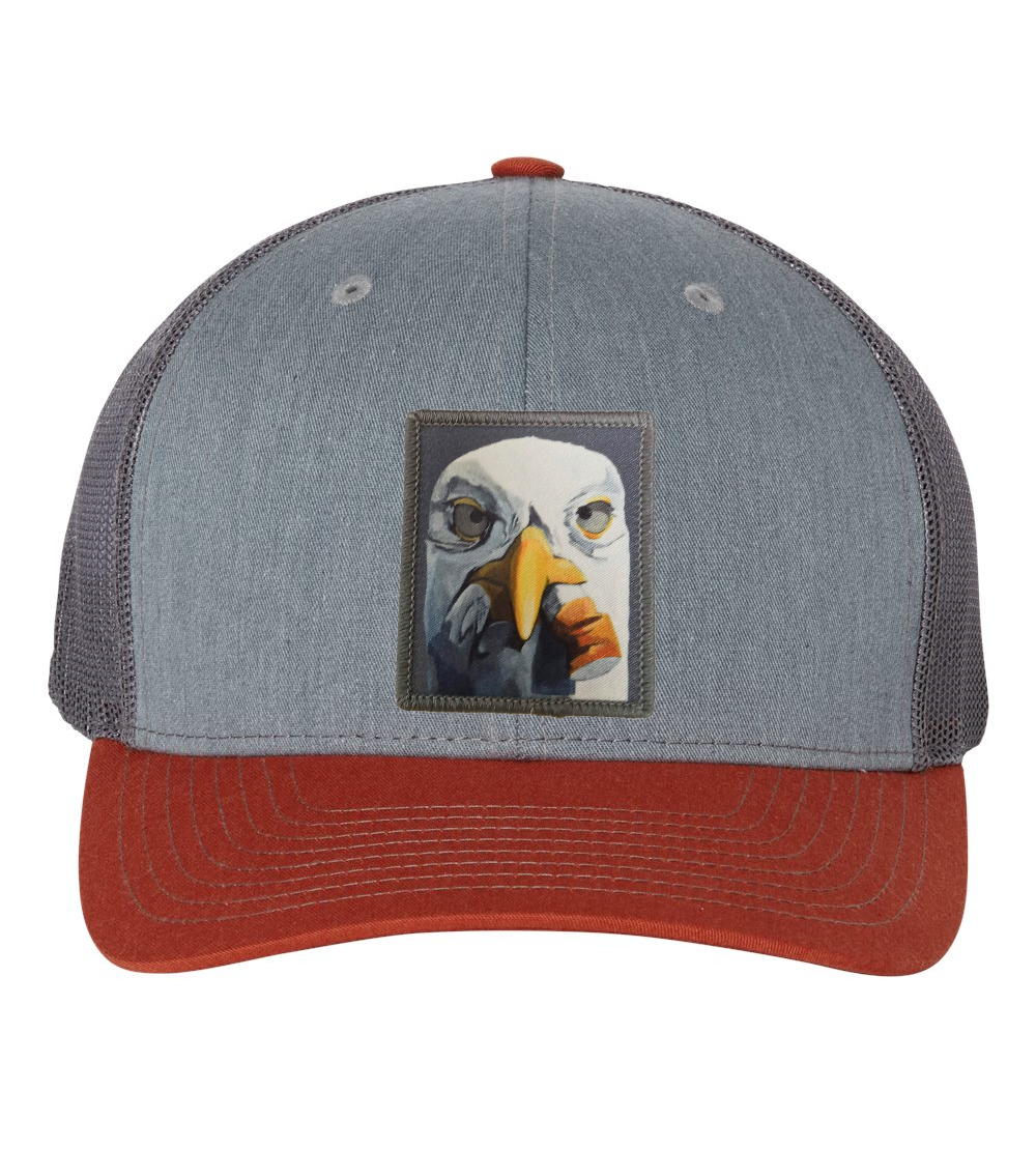 Grey/Terracotta Trucker Hats Flyn Costello Seagull with Cig