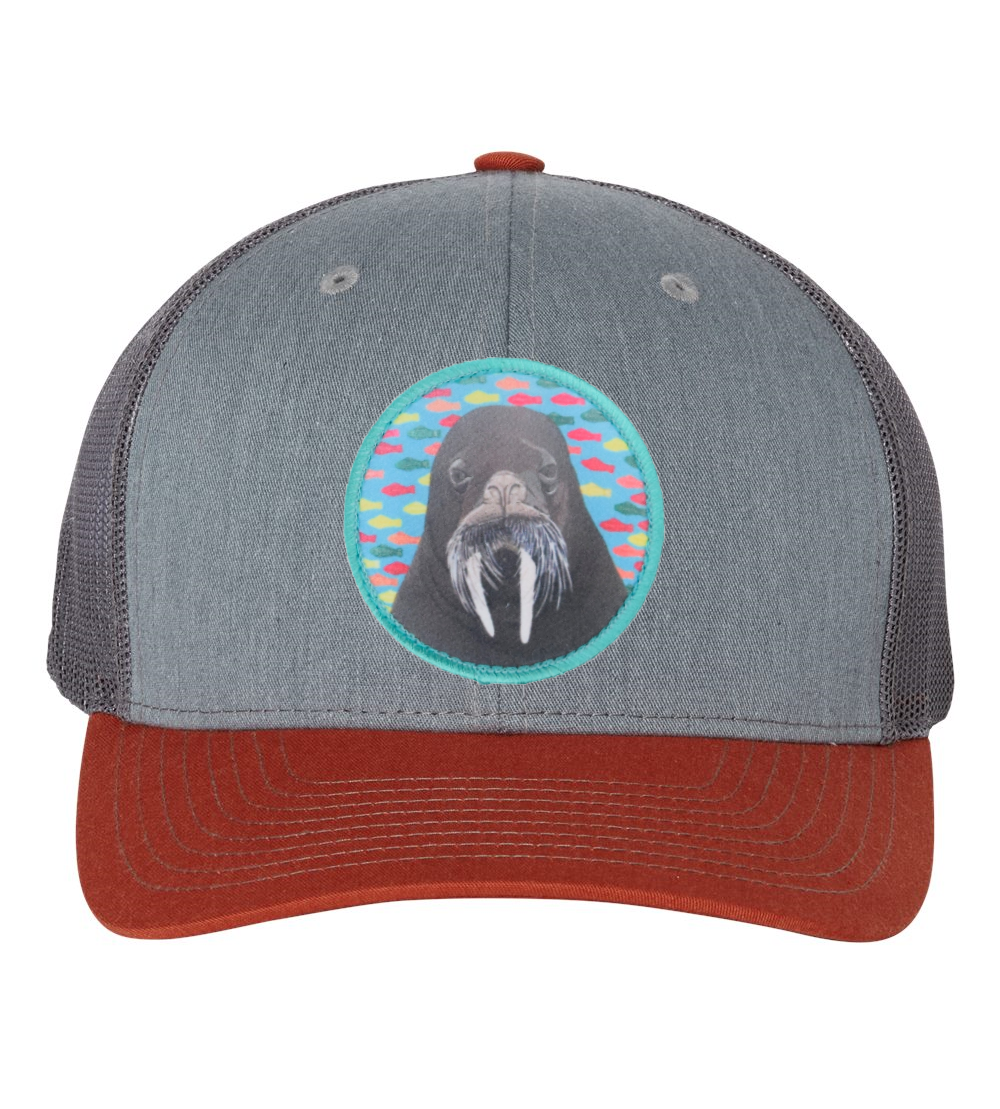 Grey/Terracotta Trucker Hats Flyn Costello Walrus