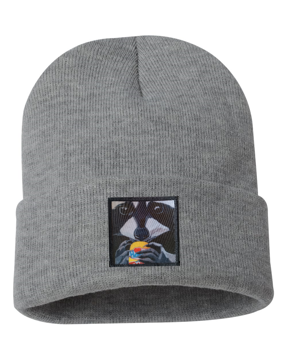The Snack Kid Raccoon Beanie Hats Flyn Costello Grey