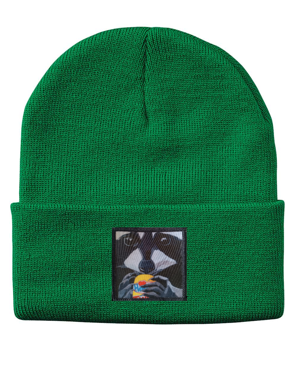The Snack Kid Raccoon Beanie Hats Flyn Costello Kelley Green
