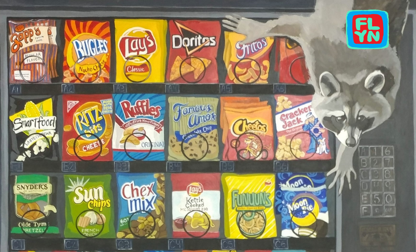 Vending Machine Raccoon Sticker Stickers FlynHats 2x2.5 inches