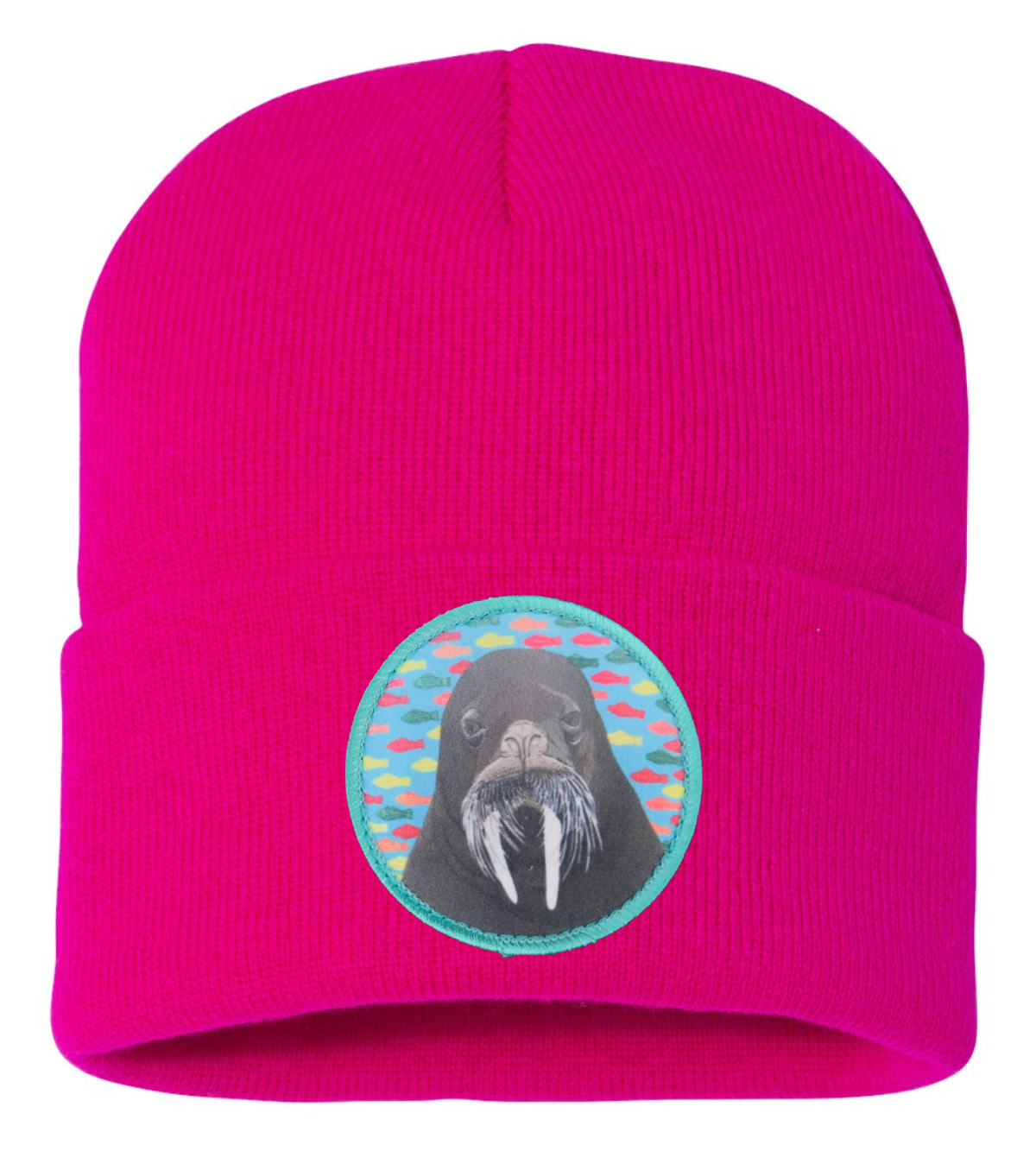 Walrus Dreams Beanie Hats Flyn Costello Neon Fuchsia