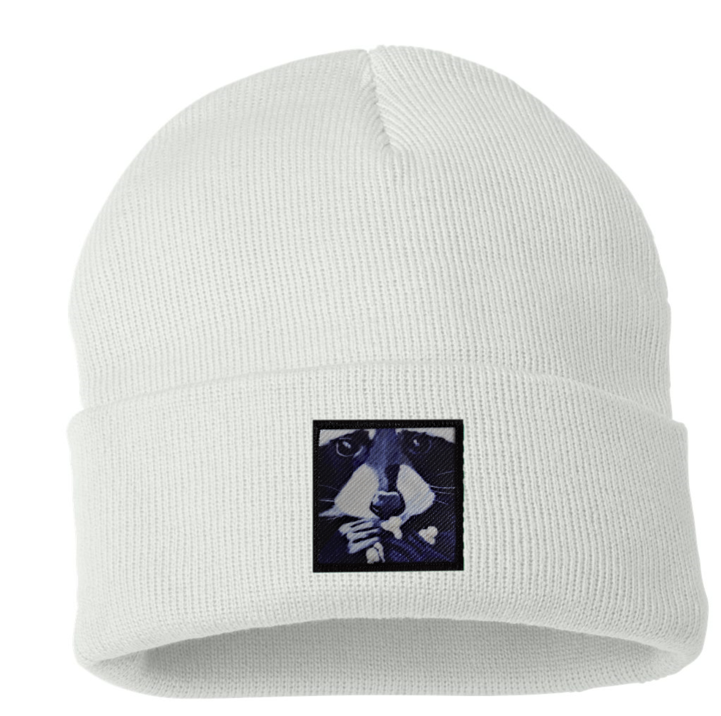 Raccoon Pop Beanie Hats Flyn Costello White