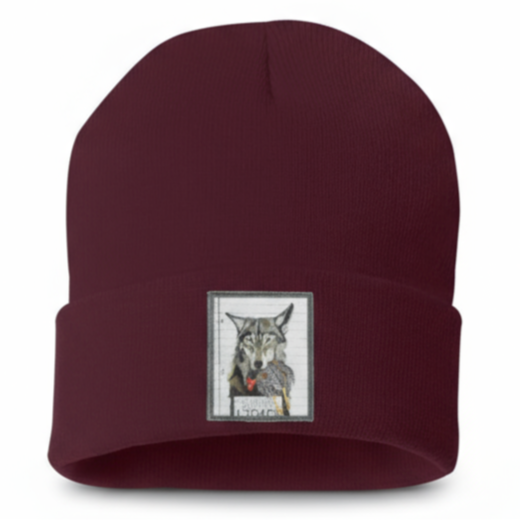 The Usual Suspects: Wolf Beanie Hats Flyn Costello Maroon