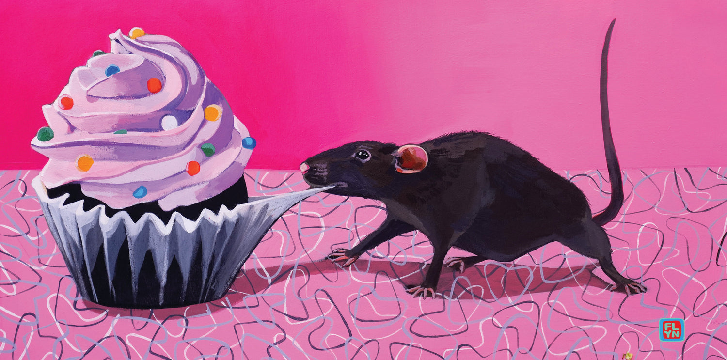 Rats Got My Cake! Beach Towel beach Flyn_Costello_Art