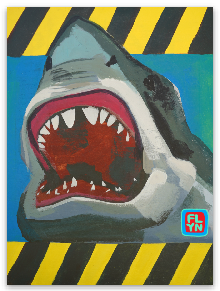 They're Here Shark Sticker Art & Paper Flyn Hats