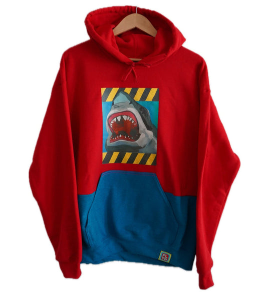NEW Shark Hoodies!! Choose your color FlynHats XL Hoodie Red/Blue