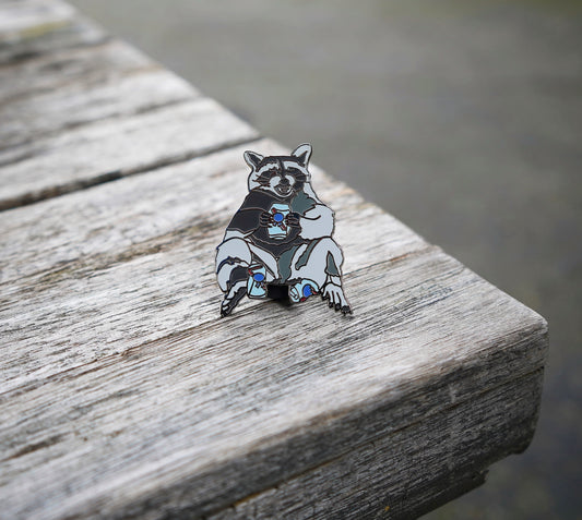 Beer Bandit Raccoon Pin Pinback Buttons Flyn Costello