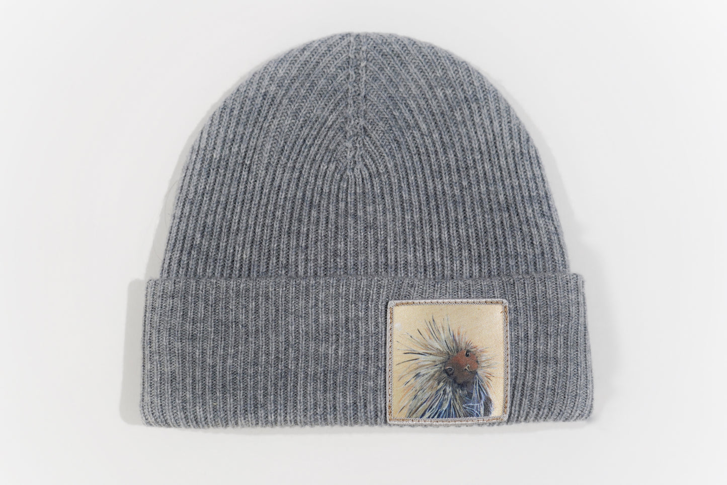 Merino Wool/Cashmere Grey Beanie choose your patch FlynHats