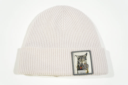 Merino Wool/Cashmere Cream Beanie choose your patch FlynHats