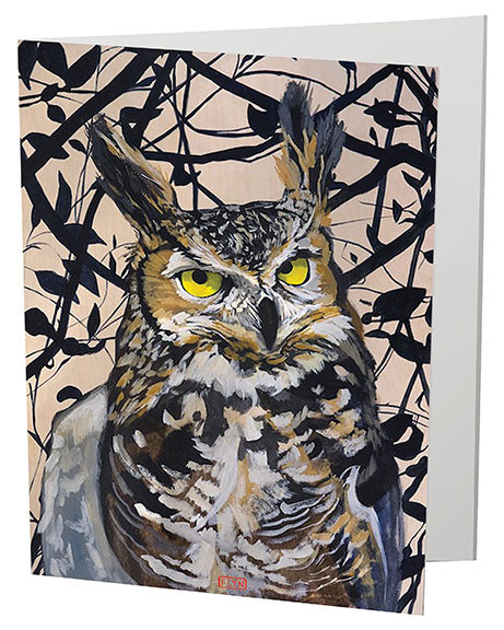 Gaia Owl Greeting Card  Flyn_Costello_Art   