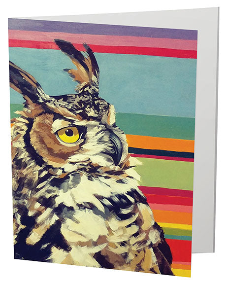 Gaia Owl Rainbow Greeting Card  Flyn_Costello_Art   