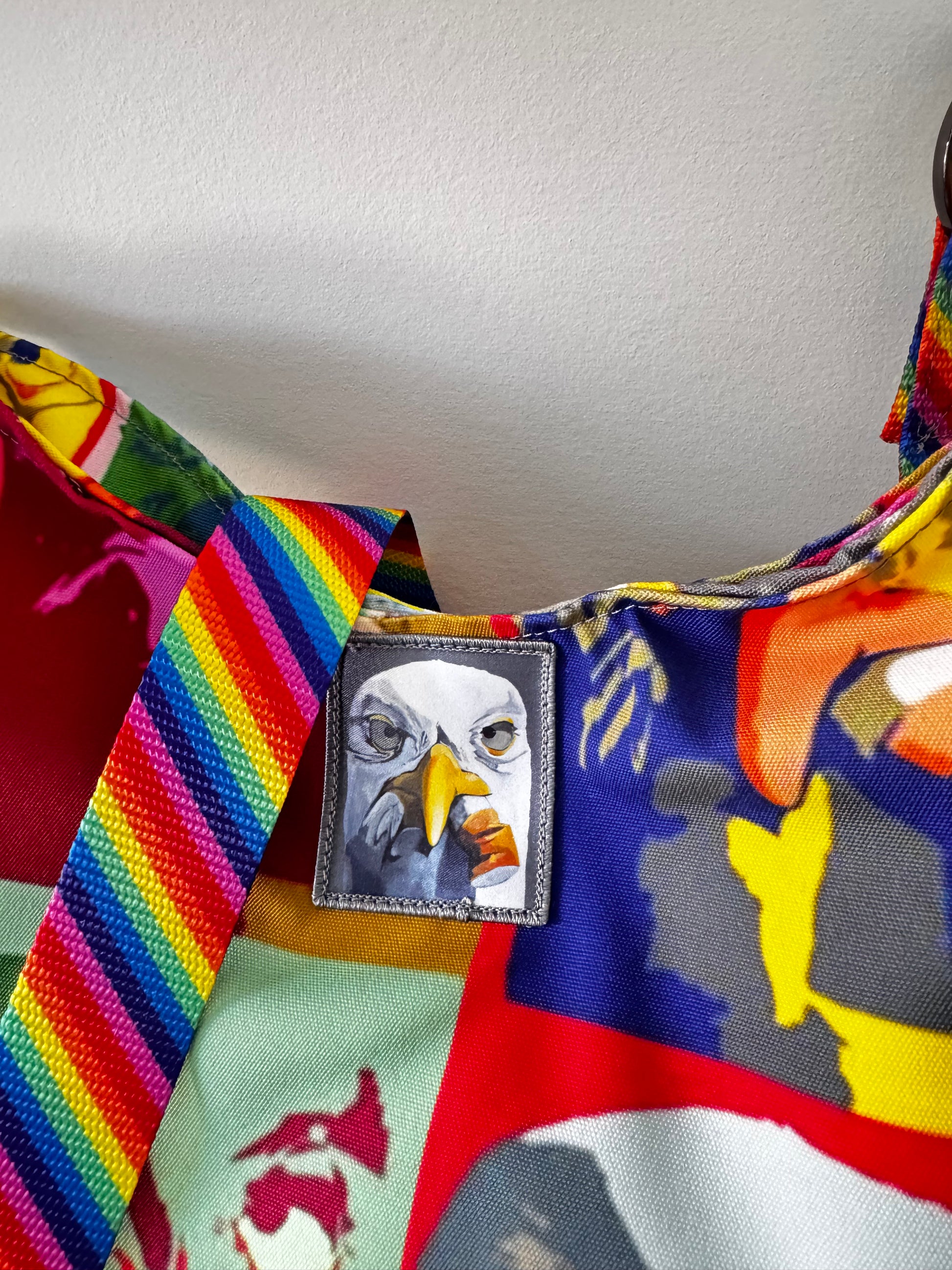 Seagull with Cig Rainbow Strap accessory bag Flyn_Costello_Art