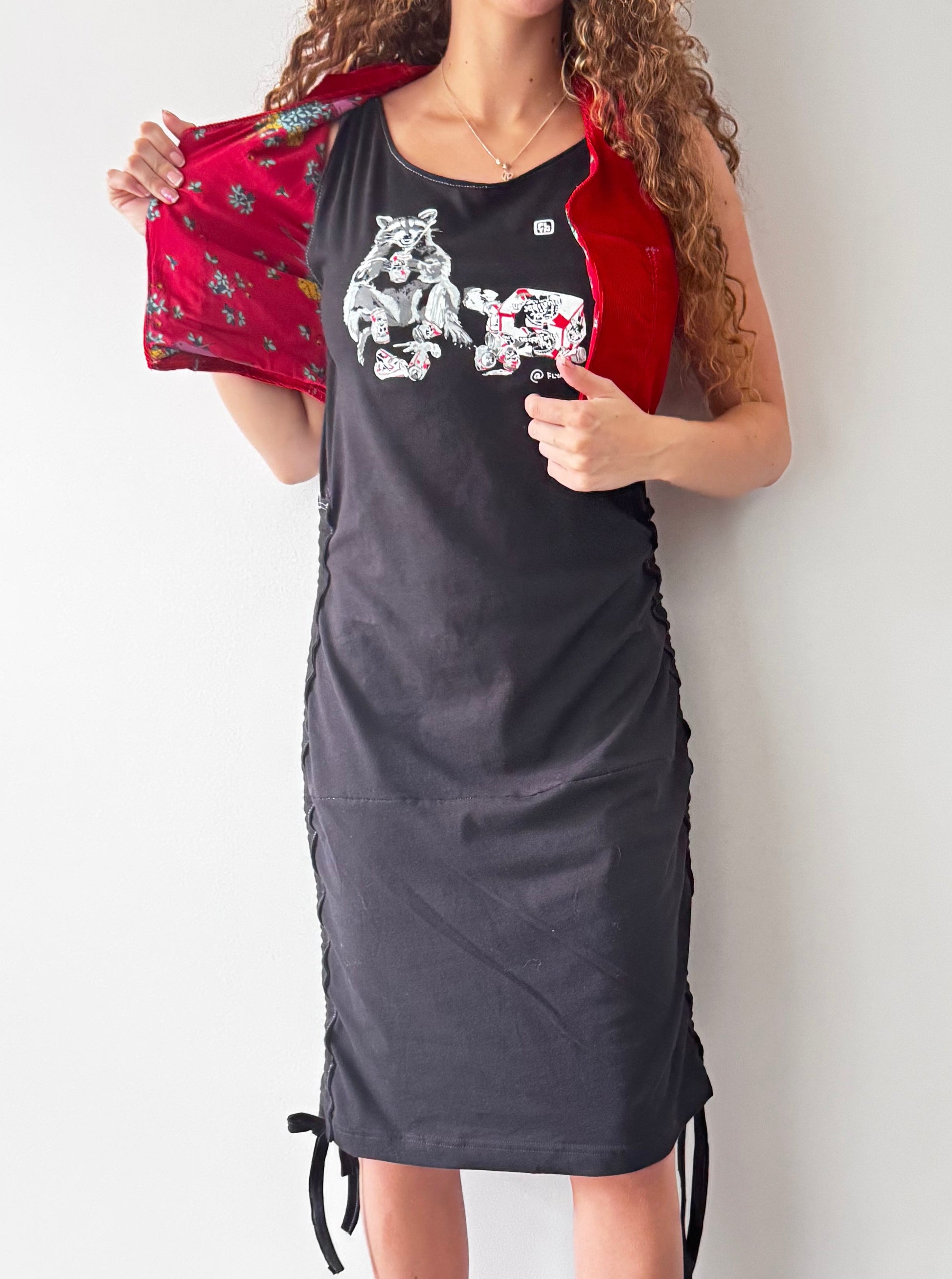 Not Dead Yet upcycled Red corduroy vest FlynHats