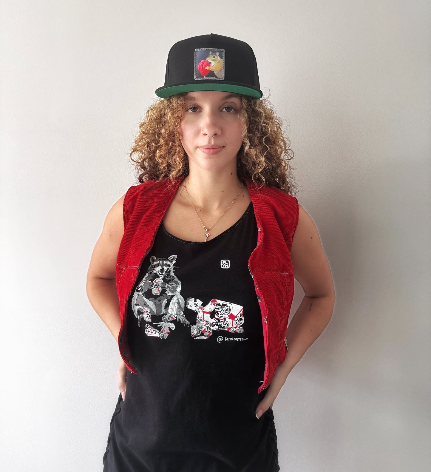 Not Dead Yet upcycled Red corduroy vest FlynHats