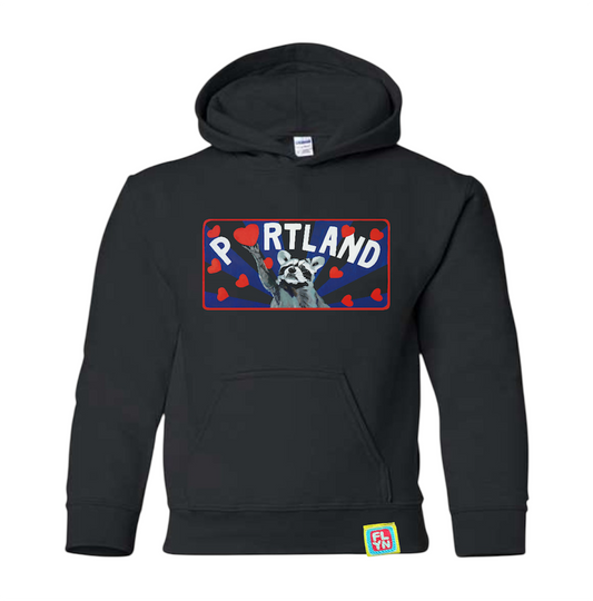Portland Raccoon Black Youth Hoodie FlynHats