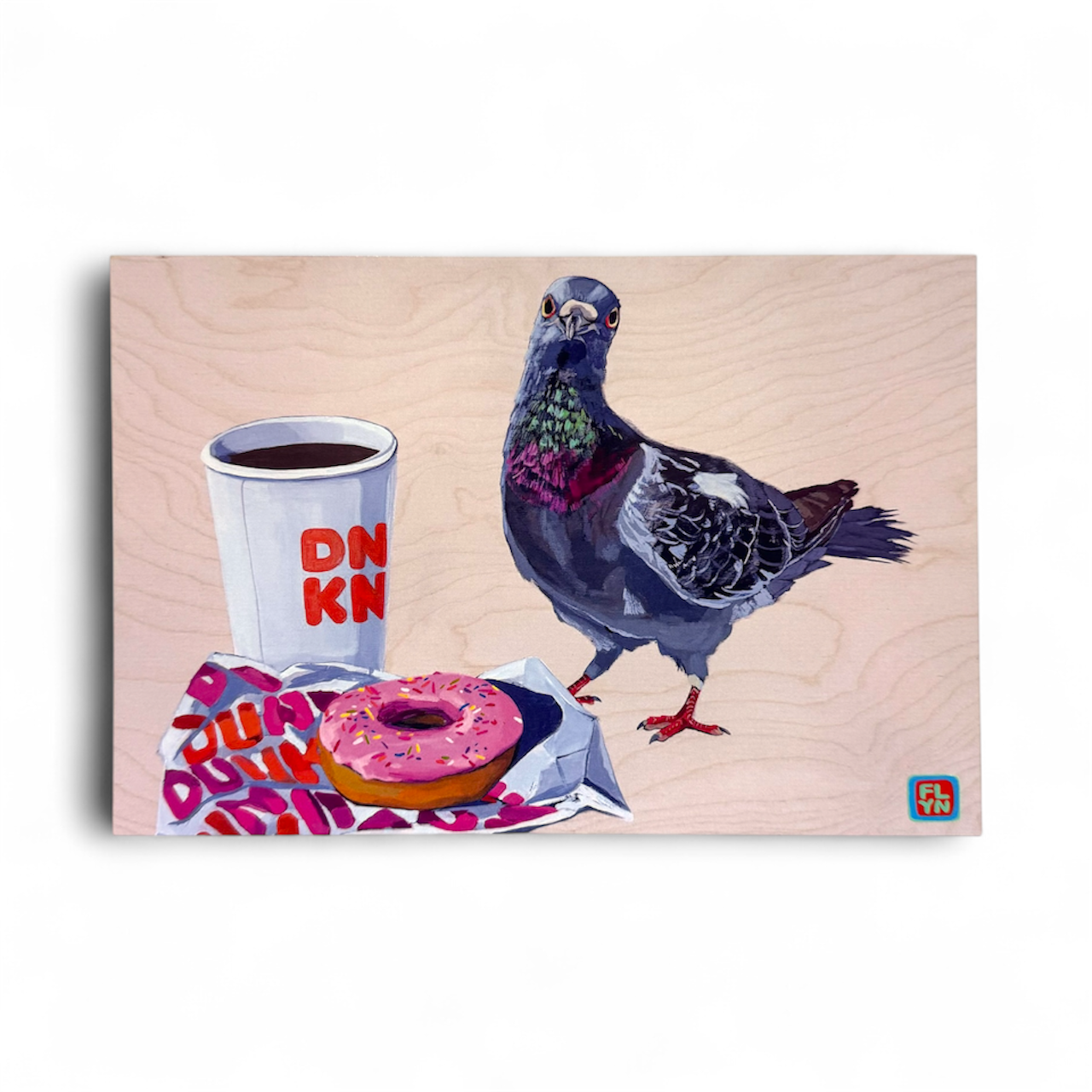 Pigeons Run On Donuts 6"x9" Print Prints Flyn_Costello_Art