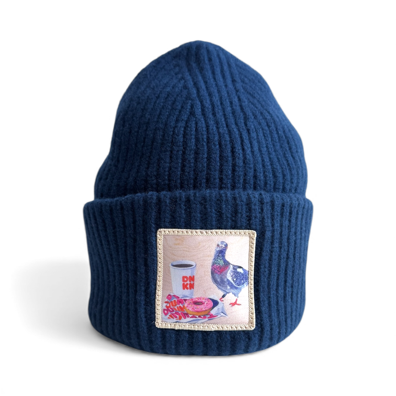 Dusty Blue Merino Wool Beanie Choose your patch