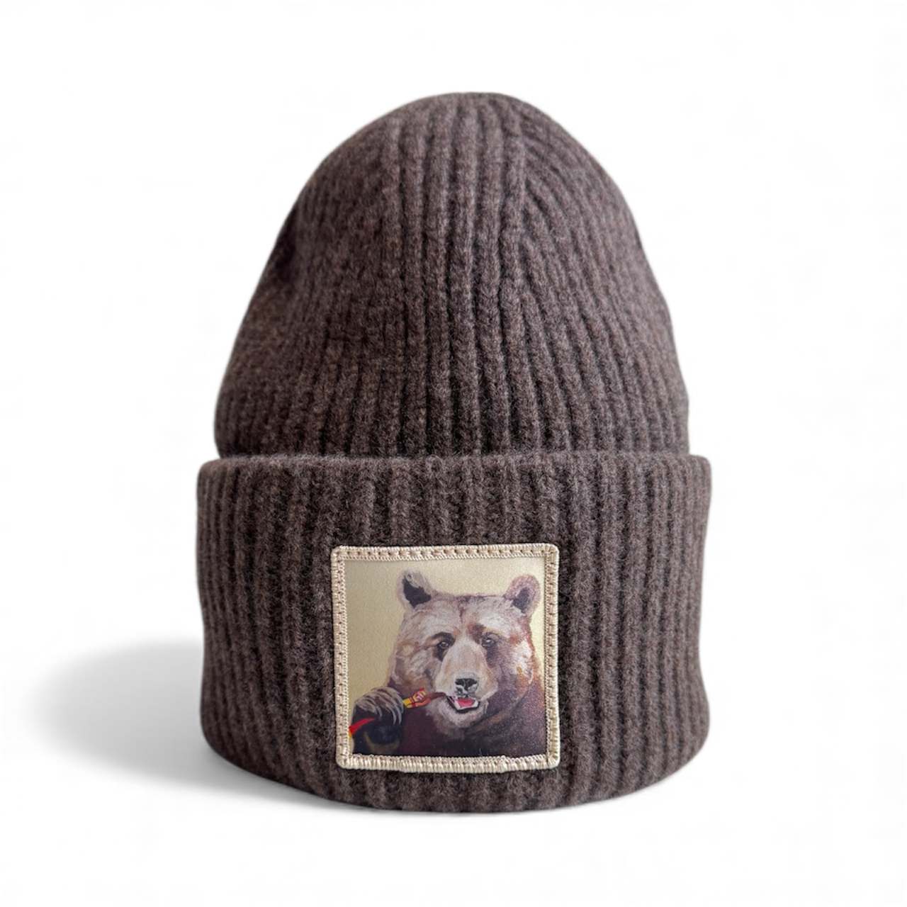 Coffee Brown Merino Wool Beanie Choose your patch