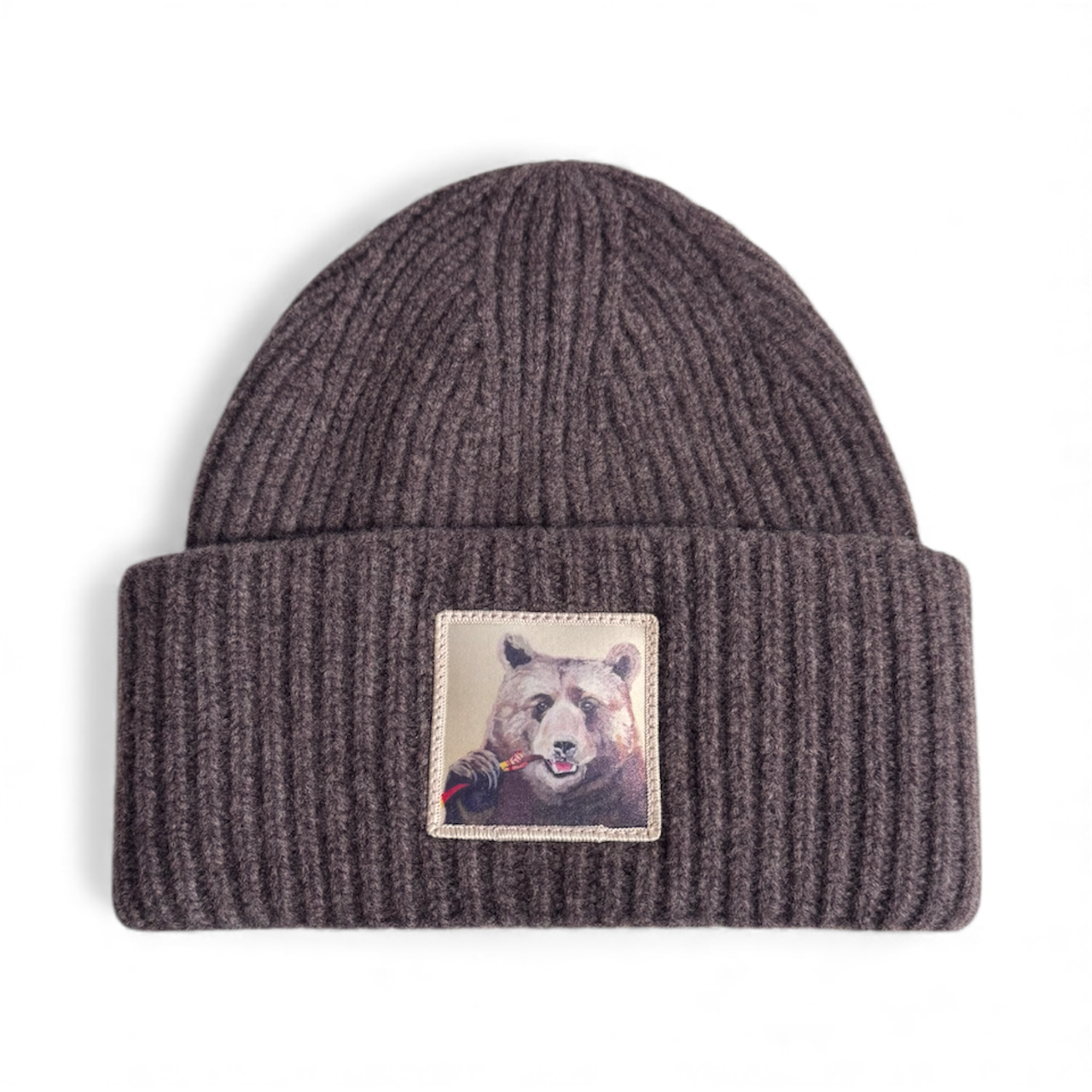 Coffee Brown Merino Wool Beanie Choose your patch