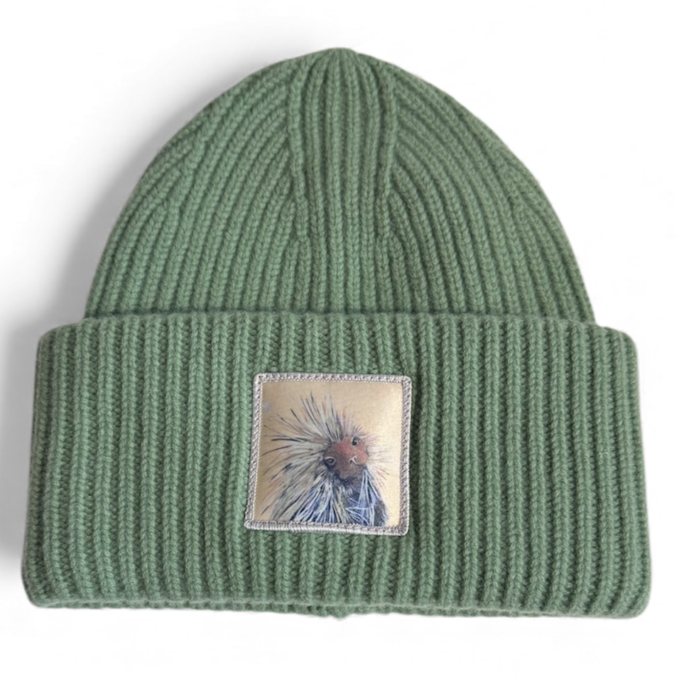 I Don't Mean to Burst Your Bubble Porcupine Merino Wool Beanie - Sage Green