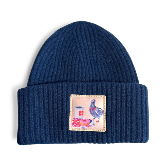 Dusty Blue Merino Wool Beanie Choose your patch