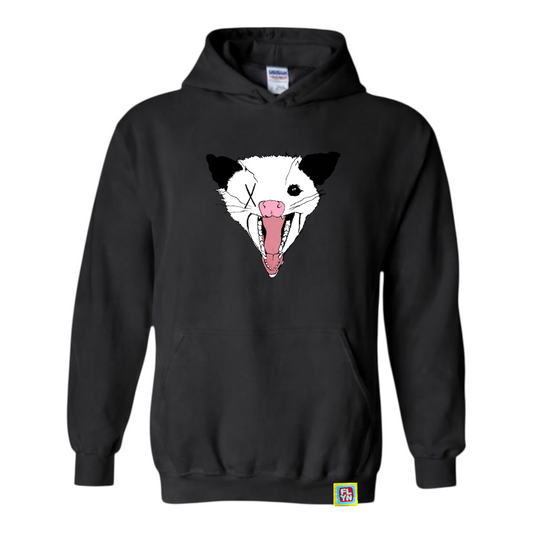 Not Dead Yet Opossum Face Adult Black Sweatshirt Hoodie FlynHats