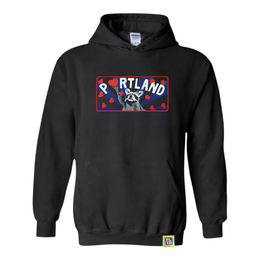 Portland Raccoon Adult Black Sweatshirt Hoodie FlynHats
