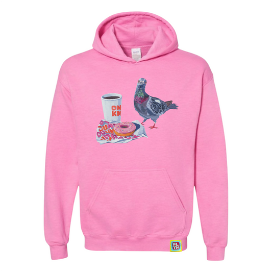 Pigeons run on Donuts Adult Pink Sweatshirt Hoodie FlynHats