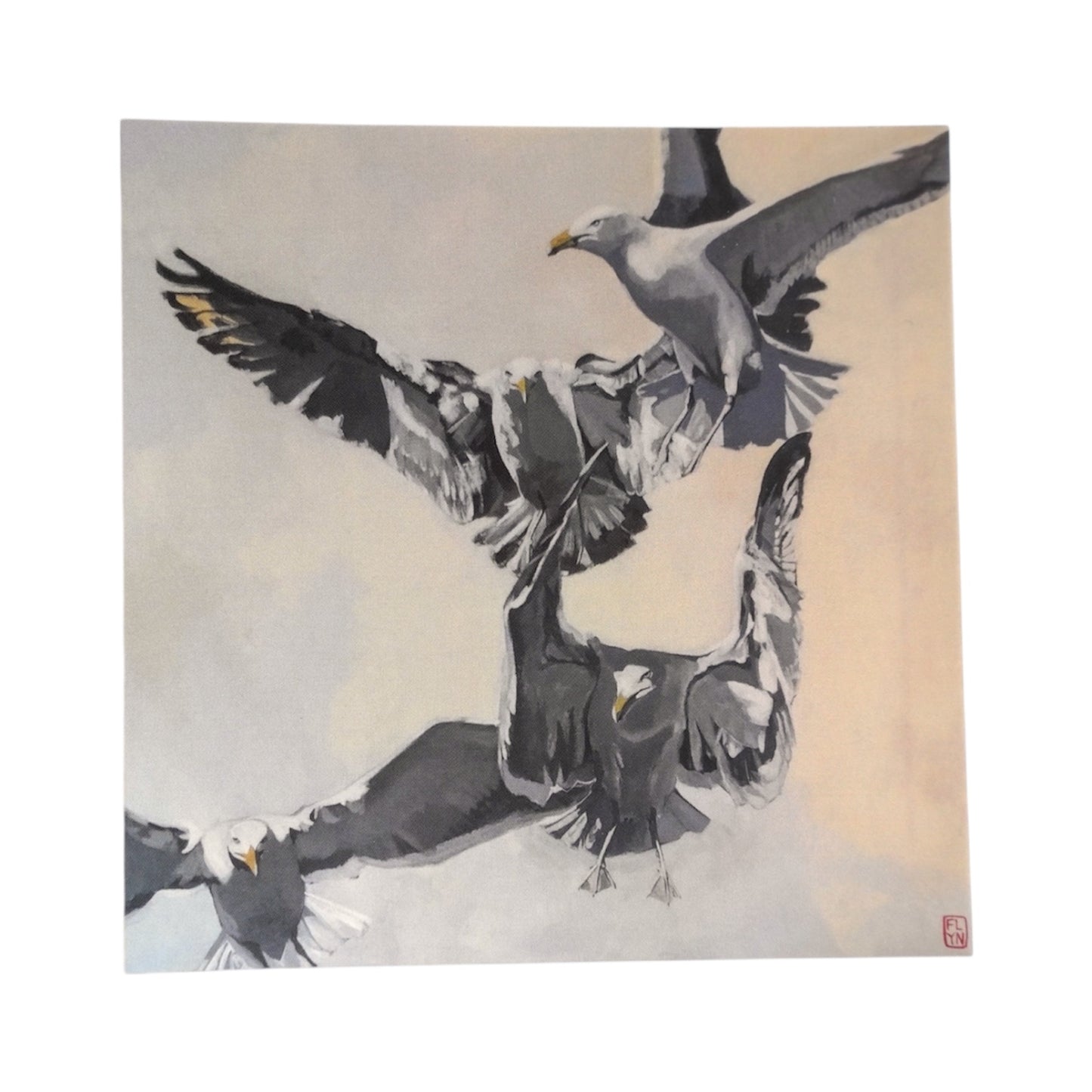 Flying Seagulls Mini Print / Card postcards Flyn Costello