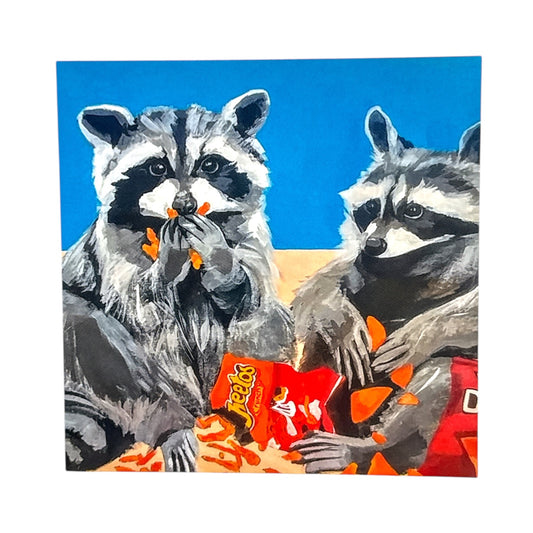 Junk Food Bandits Raccoon Mini Print / Card postcards Flyn Costello