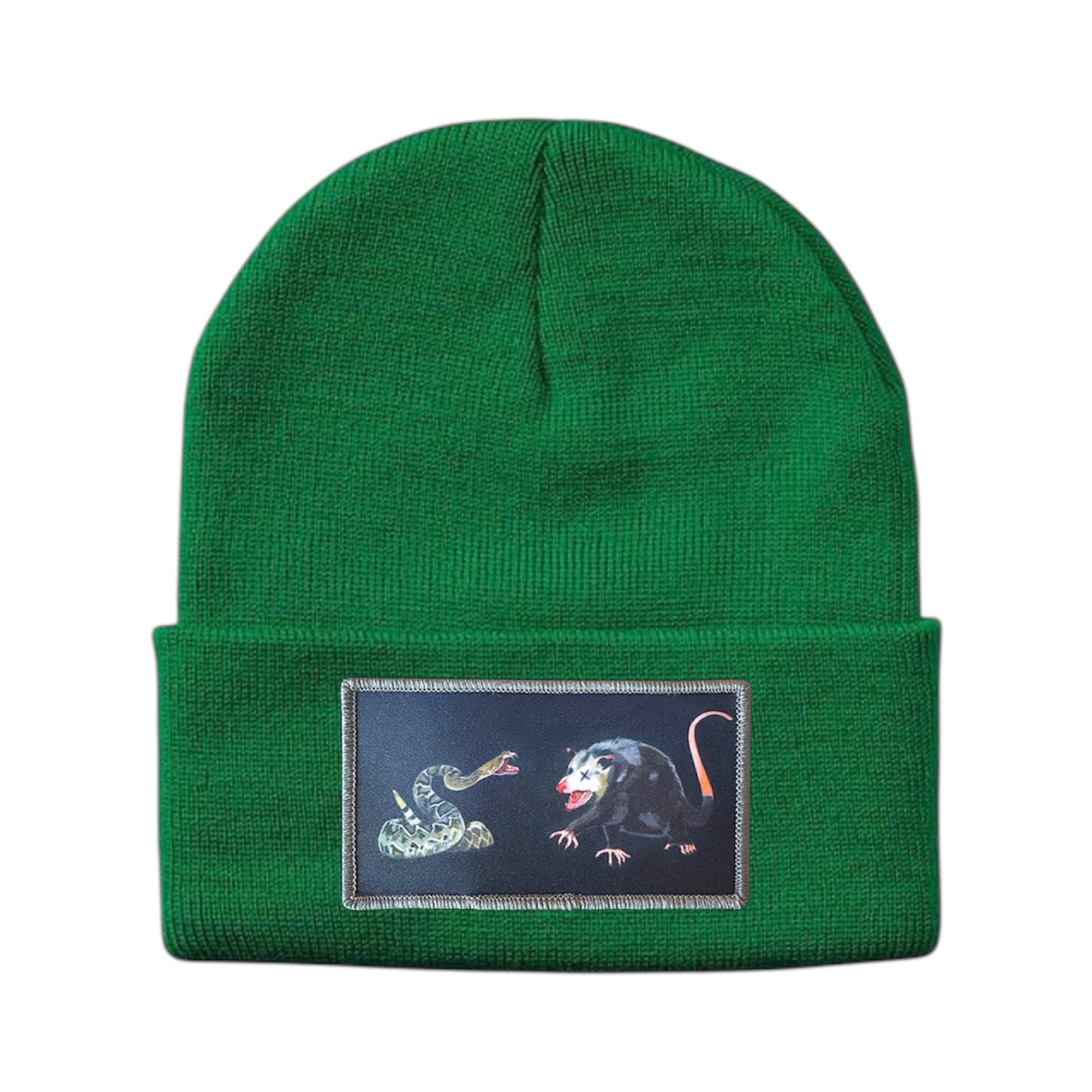 NOT DEAD YET rectangle patch Beanie Hats Flyn Costello Kelley Green