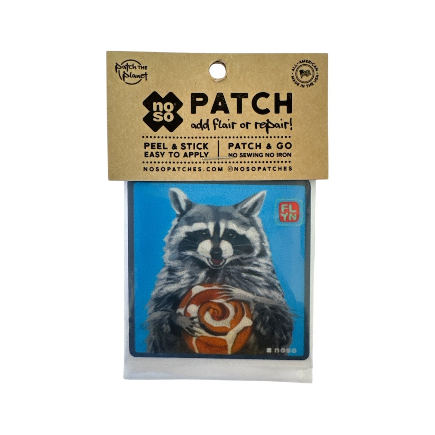 NOSO Cinnabun Bandit Raccoon Patch Prints Flyn_Costello_Art