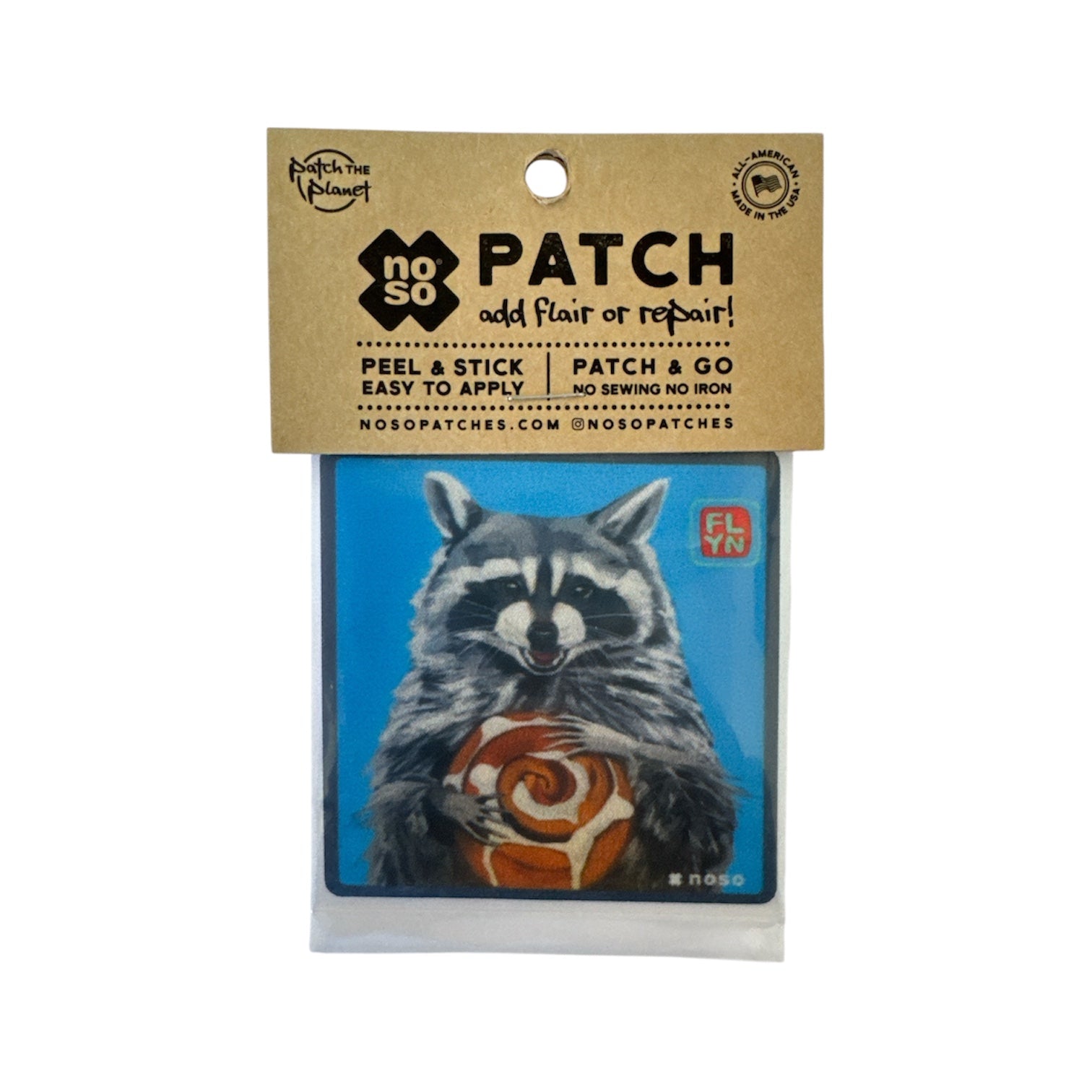 NOSO Cinnabun Bandit Raccoon Patch Prints Flyn_Costello_Art