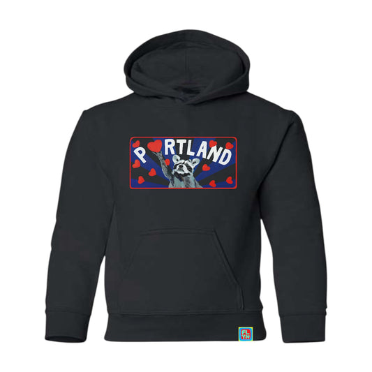 Portland Raccoon Black Youth Hoodie FlynHats