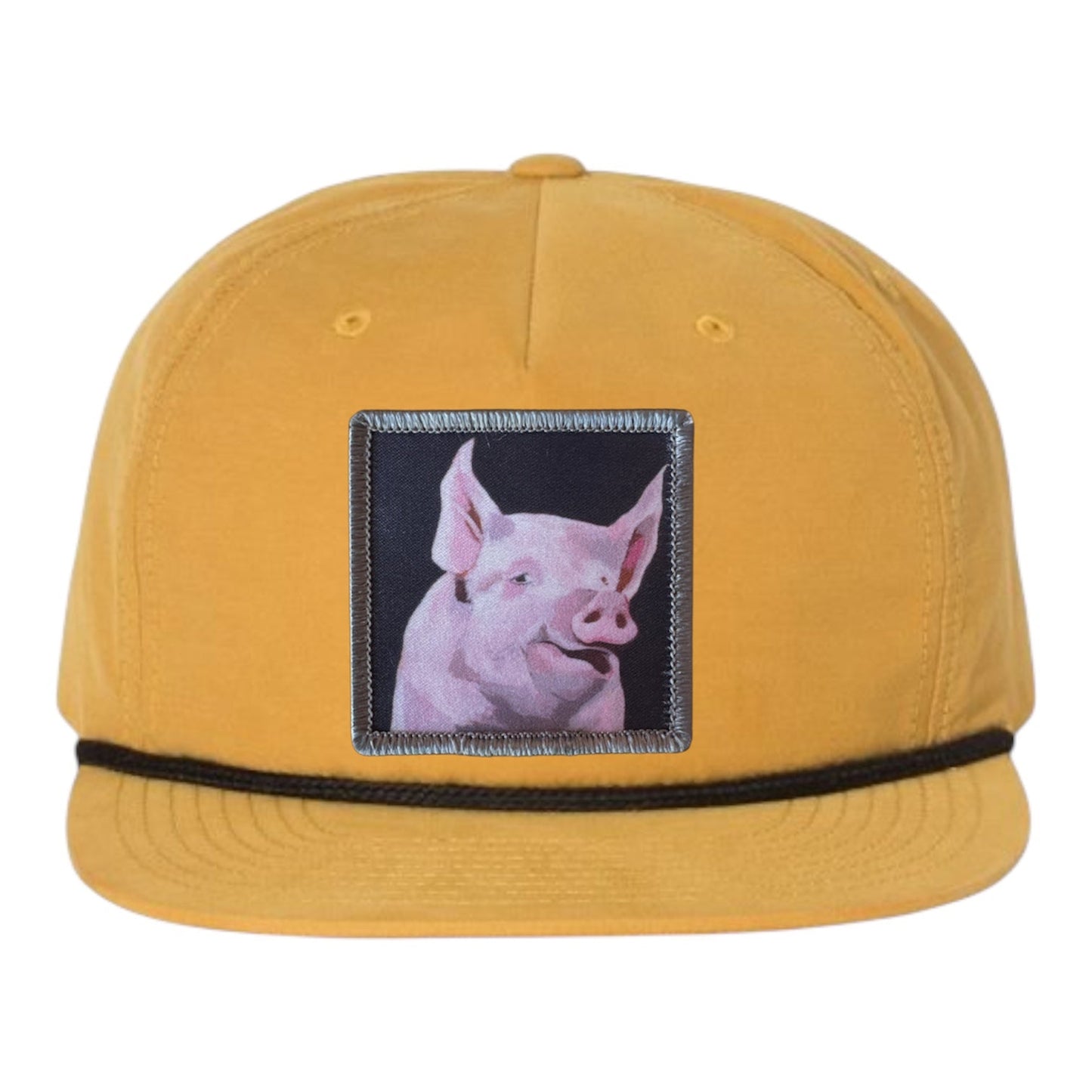 Piggie Rope Cap Hats FlynHats Biscuit/Black